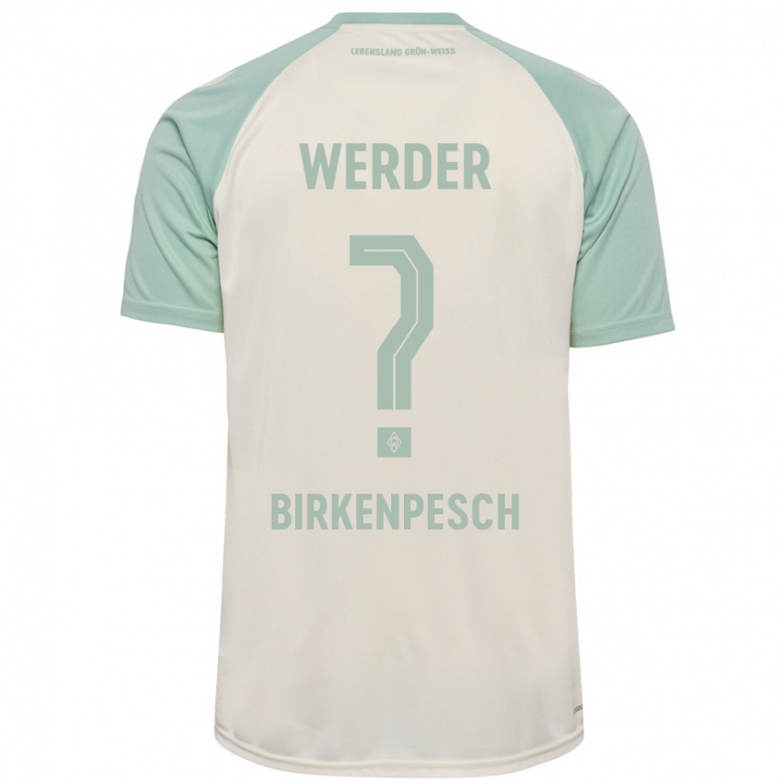 Kinder Fußball Noah Birkenpesch #0 Cremeweiß Hellgrün Auswärtstrikot Trikot 2024/25 T-Shirt Luxemburg