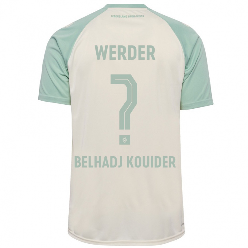 Kinder Fußball Mahfoud Belhadj Kouider #0 Cremeweiß Hellgrün Auswärtstrikot Trikot 2024/25 T-Shirt Luxemburg