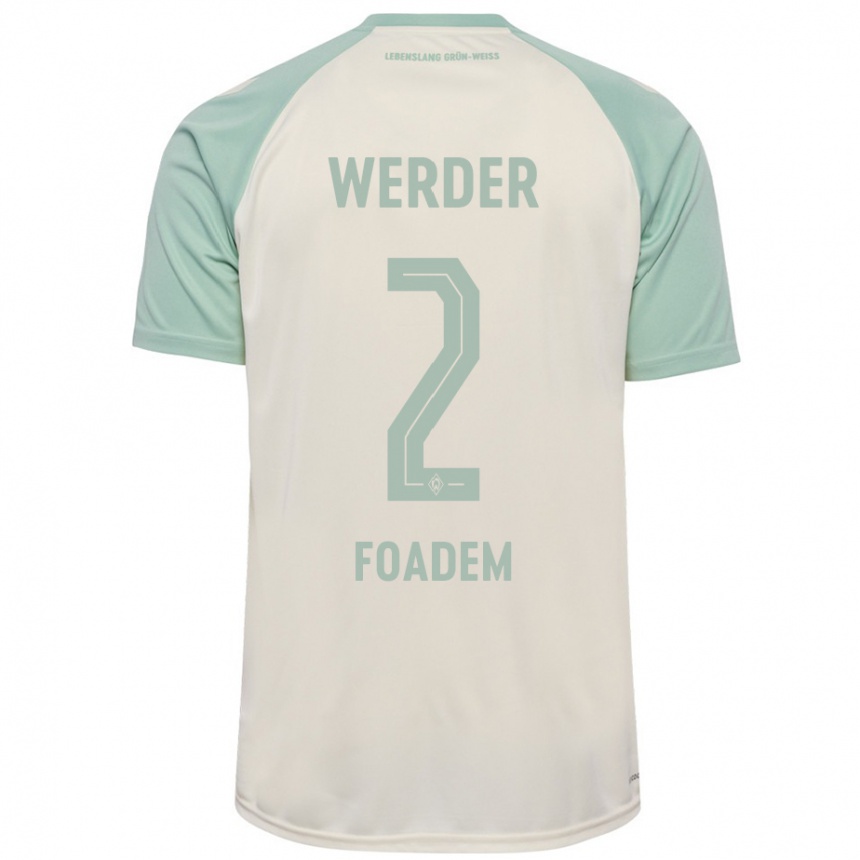 Kinder Fußball Yann Styve Tchouambou Foadem #2 Cremeweiß Hellgrün Auswärtstrikot Trikot 2024/25 T-Shirt Luxemburg