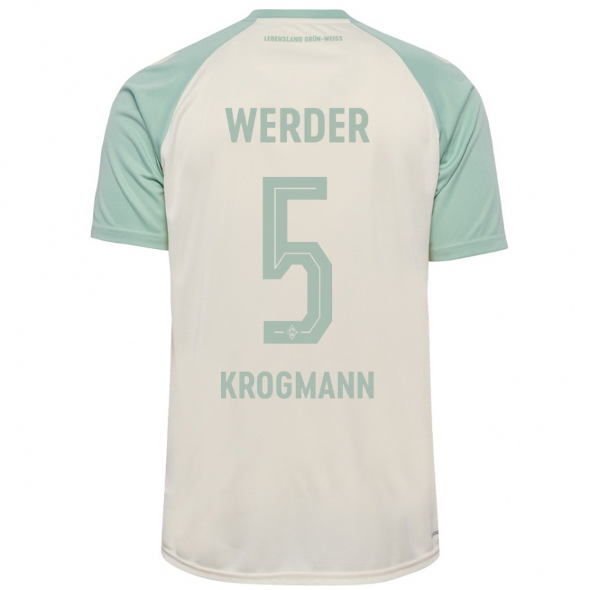 Kinder Fußball Avid Krogmann #5 Cremeweiß Hellgrün Auswärtstrikot Trikot 2024/25 T-Shirt Luxemburg