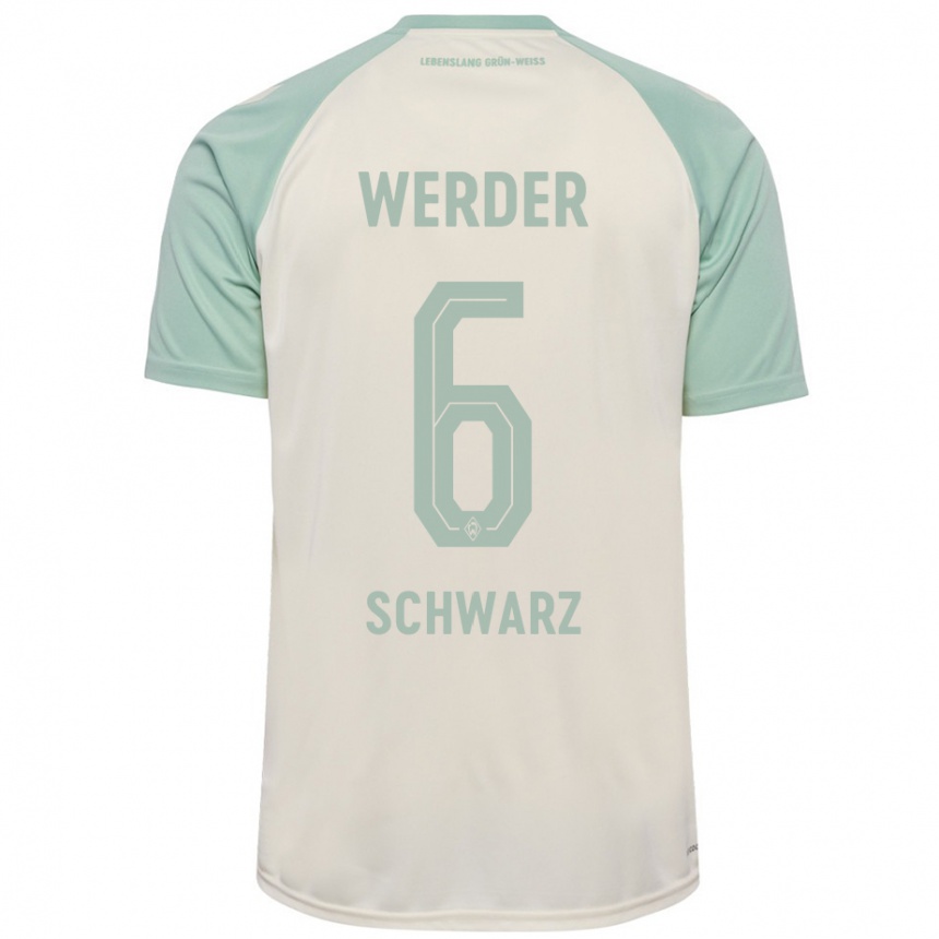 Kinder Fußball Ricardo-Felipe Schwarz #6 Cremeweiß Hellgrün Auswärtstrikot Trikot 2024/25 T-Shirt Luxemburg