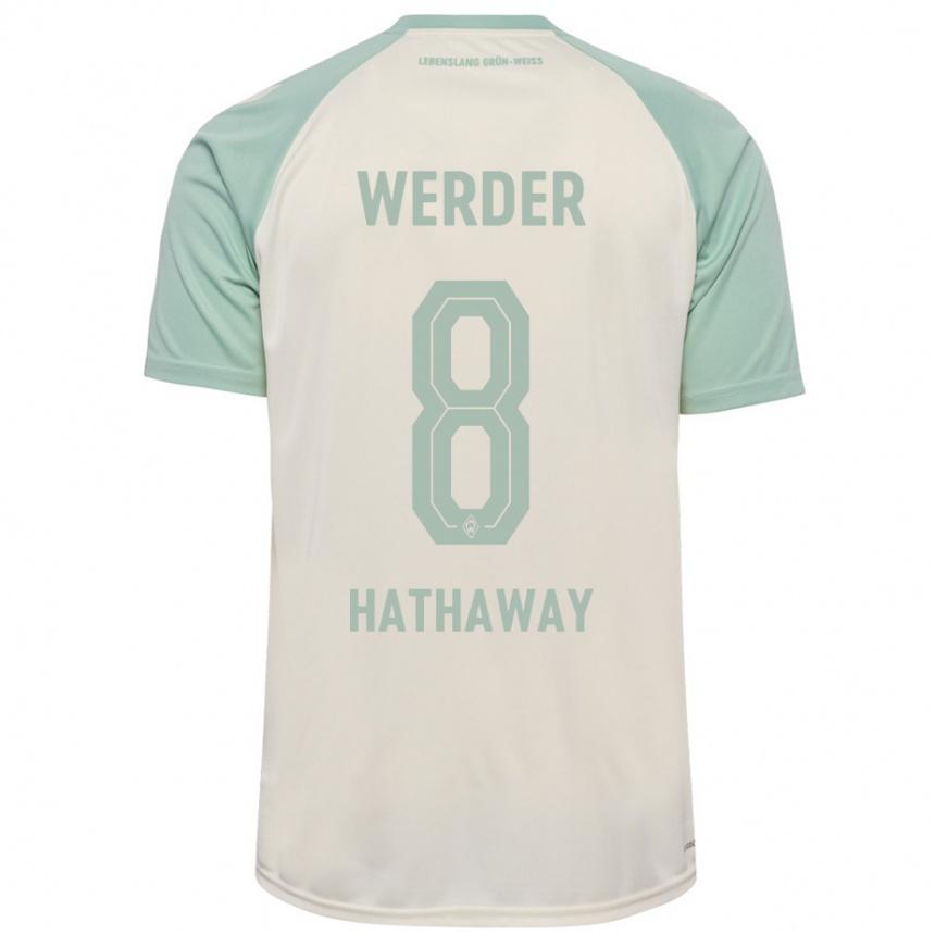 Kinder Fußball Max Hathaway #8 Cremeweiß Hellgrün Auswärtstrikot Trikot 2024/25 T-Shirt Luxemburg