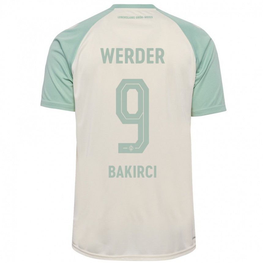 Kinder Fußball Yunus Bakirci #9 Cremeweiß Hellgrün Auswärtstrikot Trikot 2024/25 T-Shirt Luxemburg