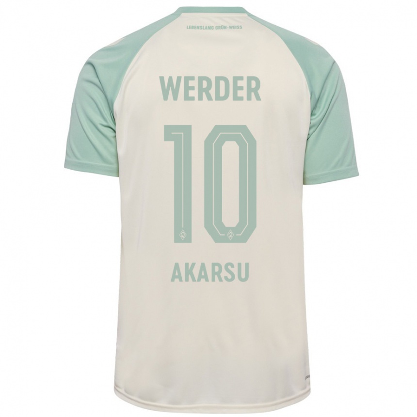 Kinder Fußball Mikail Bura Akarsu #10 Cremeweiß Hellgrün Auswärtstrikot Trikot 2024/25 T-Shirt Luxemburg