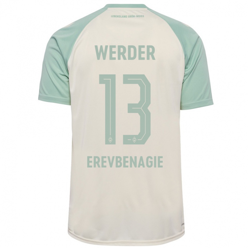 Kinder Fußball Paul Erevbenagie #13 Cremeweiß Hellgrün Auswärtstrikot Trikot 2024/25 T-Shirt Luxemburg