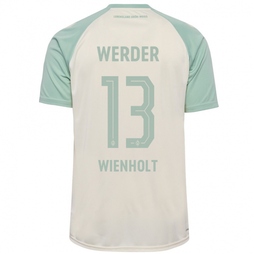 Kinder Fußball Paul Wienholt #13 Cremeweiß Hellgrün Auswärtstrikot Trikot 2024/25 T-Shirt Luxemburg