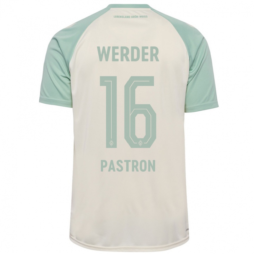 Kinder Fußball Alvin Pastron #16 Cremeweiß Hellgrün Auswärtstrikot Trikot 2024/25 T-Shirt Luxemburg