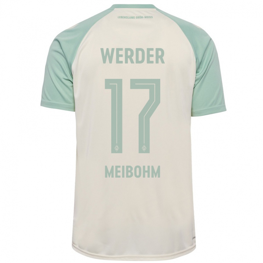 Kinder Fußball Joel Meibohm #17 Cremeweiß Hellgrün Auswärtstrikot Trikot 2024/25 T-Shirt Luxemburg