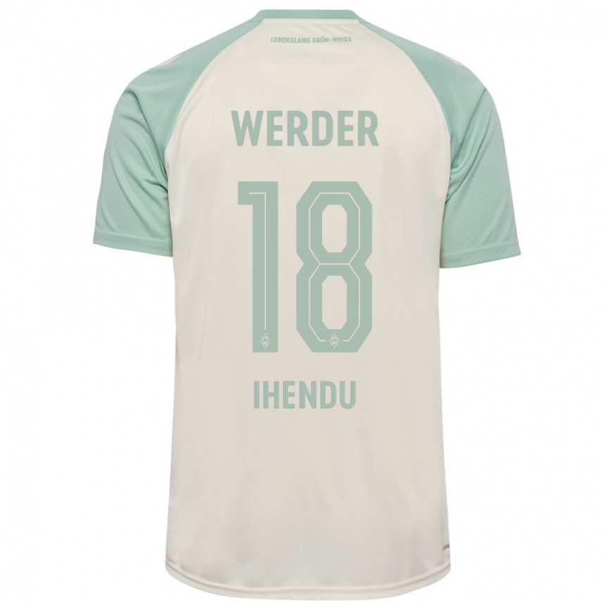 Kinder Fußball Daniel Ihendu #18 Cremeweiß Hellgrün Auswärtstrikot Trikot 2024/25 T-Shirt Luxemburg