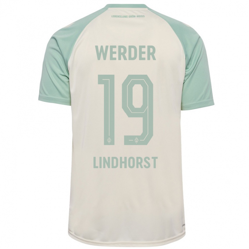 Kinder Fußball Jerrit Lindhorst #19 Cremeweiß Hellgrün Auswärtstrikot Trikot 2024/25 T-Shirt Luxemburg