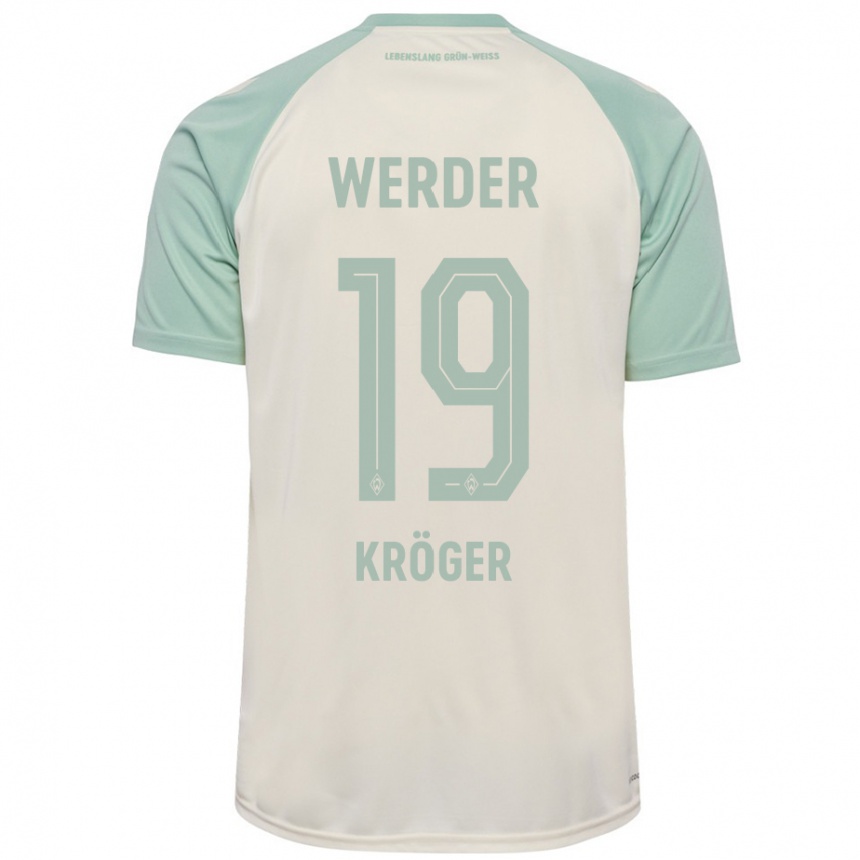 Kinder Fußball Moritz Kröger #19 Cremeweiß Hellgrün Auswärtstrikot Trikot 2024/25 T-Shirt Luxemburg