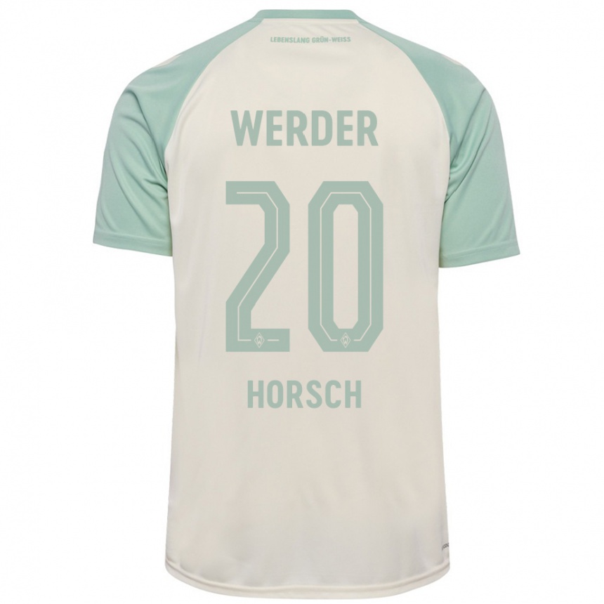 Kinder Fußball Jonas Horsch #20 Cremeweiß Hellgrün Auswärtstrikot Trikot 2024/25 T-Shirt Luxemburg