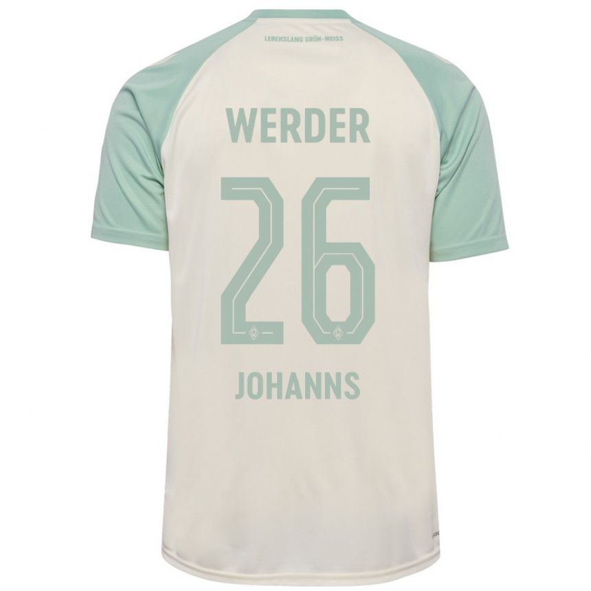 Kinder Fußball Lennart Johanns #26 Cremeweiß Hellgrün Auswärtstrikot Trikot 2024/25 T-Shirt Luxemburg