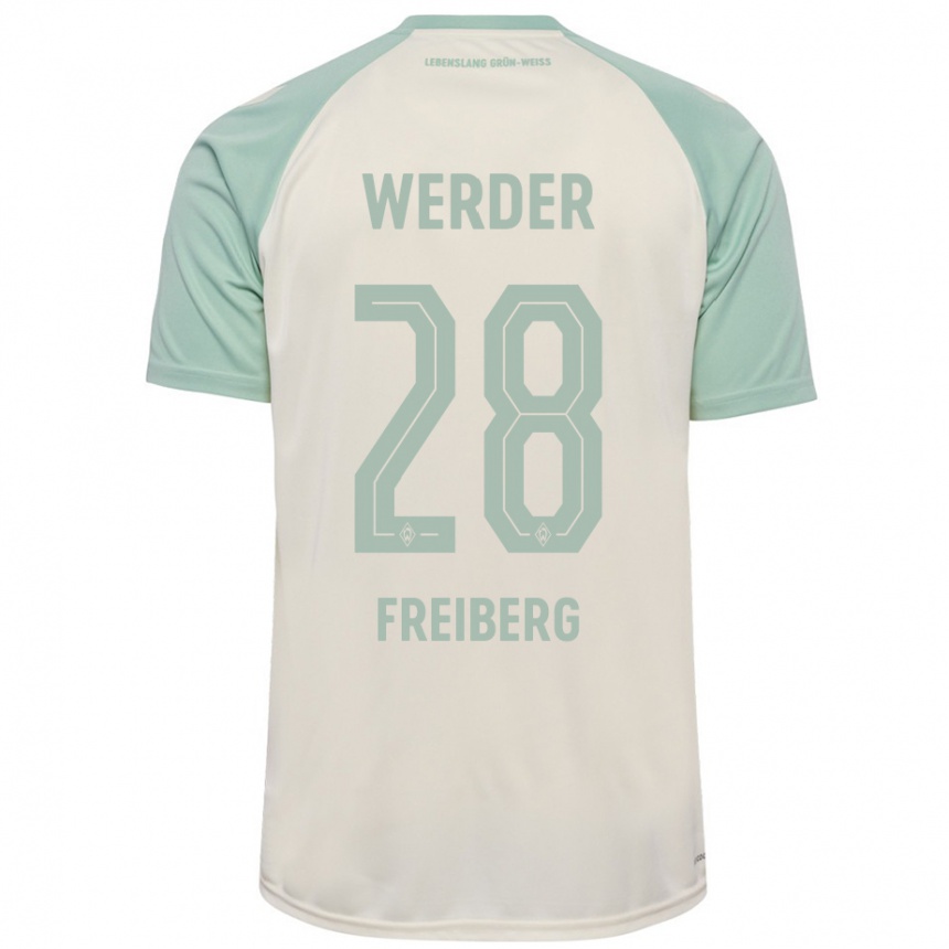 Kinder Fußball Piet Freiberg #28 Cremeweiß Hellgrün Auswärtstrikot Trikot 2024/25 T-Shirt Luxemburg