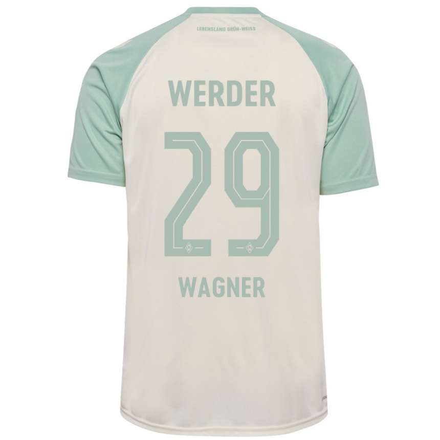 Kinder Fußball Paul Wagner #29 Cremeweiß Hellgrün Auswärtstrikot Trikot 2024/25 T-Shirt Luxemburg