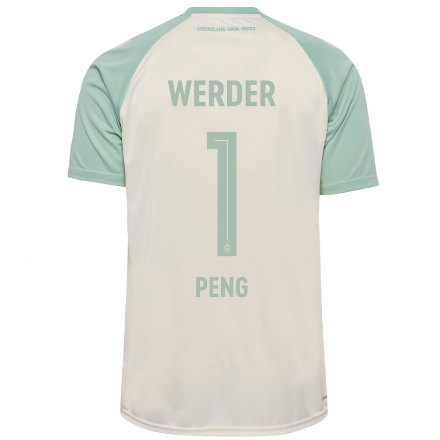 Kinder Fußball Livia Peng #1 Cremeweiß Hellgrün Auswärtstrikot Trikot 2024/25 T-Shirt Luxemburg