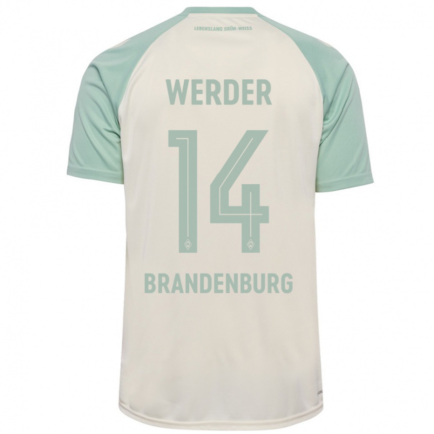 Kinder Fußball Michaela Brandenburg #14 Cremeweiß Hellgrün Auswärtstrikot Trikot 2024/25 T-Shirt Luxemburg