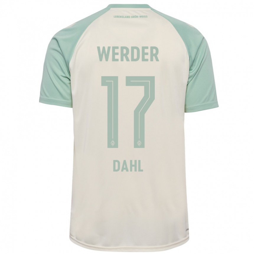 Kinder Fußball Amira Dahl #17 Cremeweiß Hellgrün Auswärtstrikot Trikot 2024/25 T-Shirt Luxemburg