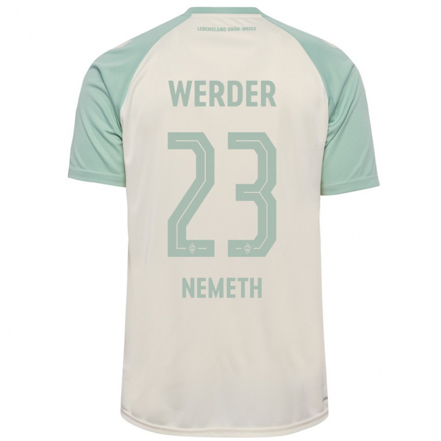 Kinder Fußball Hanna Nemeth #23 Cremeweiß Hellgrün Auswärtstrikot Trikot 2024/25 T-Shirt Luxemburg