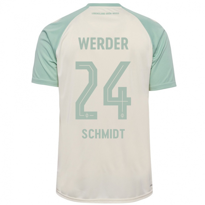 Kinder Fußball Lara Schmidt #24 Cremeweiß Hellgrün Auswärtstrikot Trikot 2024/25 T-Shirt Luxemburg