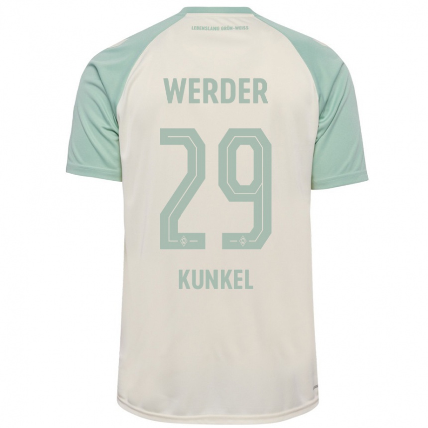 Kinder Fußball Melina Kunkel #29 Cremeweiß Hellgrün Auswärtstrikot Trikot 2024/25 T-Shirt Luxemburg