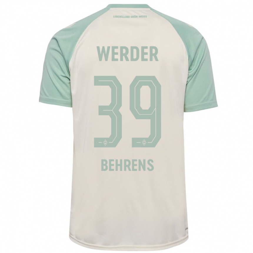 Kinder Fußball Jette Behrens #39 Cremeweiß Hellgrün Auswärtstrikot Trikot 2024/25 T-Shirt Luxemburg