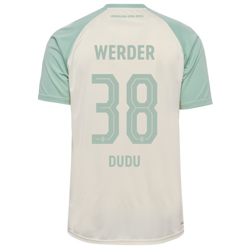 Kinder Fußball Dudu #38 Cremeweiß Hellgrün Auswärtstrikot Trikot 2024/25 T-Shirt Luxemburg