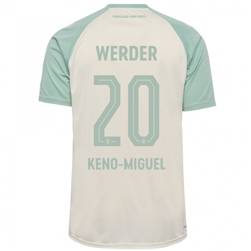 Kinder Fußball Keno-Miguel Meyer #20 Cremeweiß Hellgrün Auswärtstrikot Trikot 2024/25 T-Shirt Luxemburg