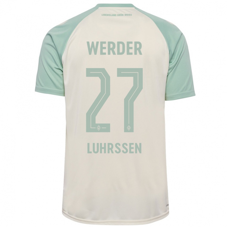 Kinder Fußball Nina Luhrssen #27 Cremeweiß Hellgrün Auswärtstrikot Trikot 2024/25 T-Shirt Luxemburg