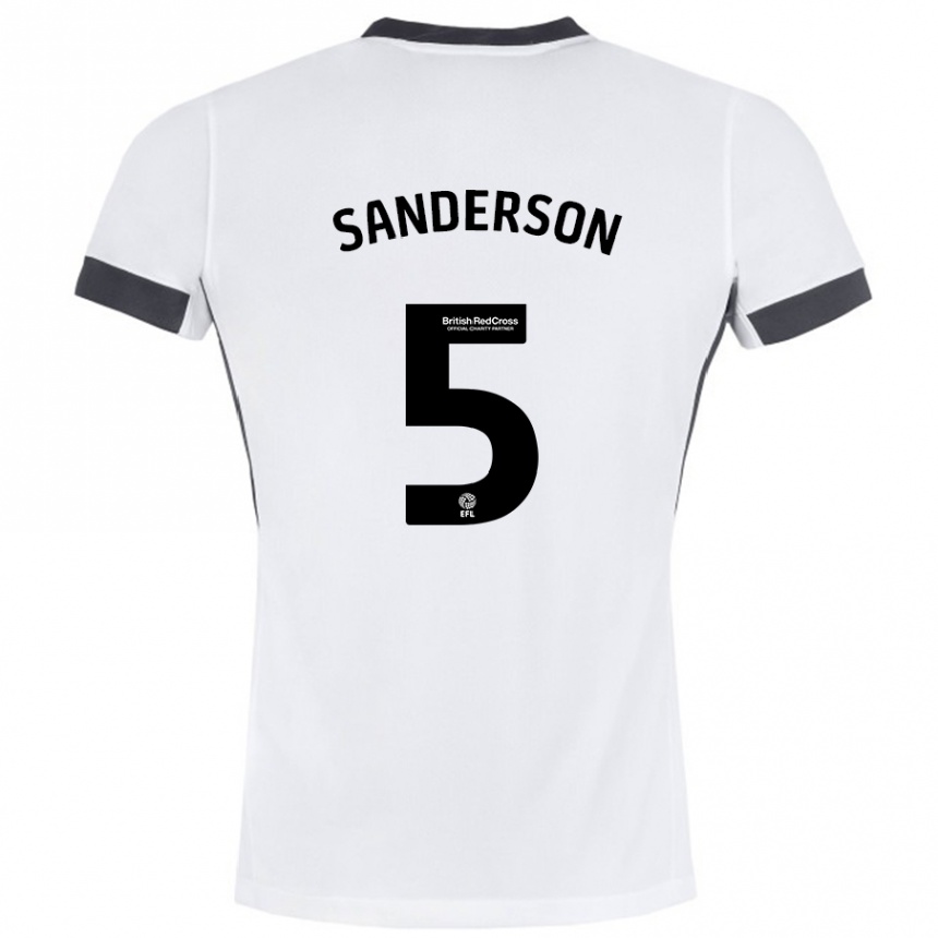 Kinder Fußball Dion Sanderson #5 Weiß Schwarz Auswärtstrikot Trikot 2024/25 T-Shirt Luxemburg