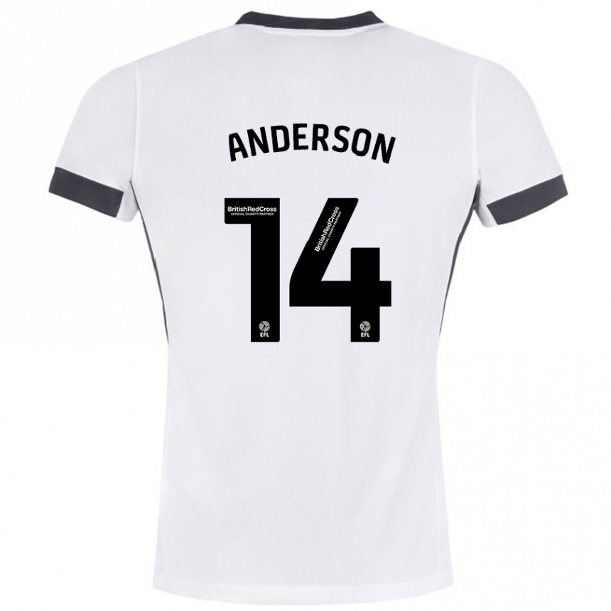 Kinder Fußball Keshi Anderson #14 Weiß Schwarz Auswärtstrikot Trikot 2024/25 T-Shirt Luxemburg