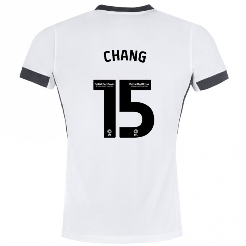 Kinder Fußball Alfie Chang #15 Weiß Schwarz Auswärtstrikot Trikot 2024/25 T-Shirt Luxemburg