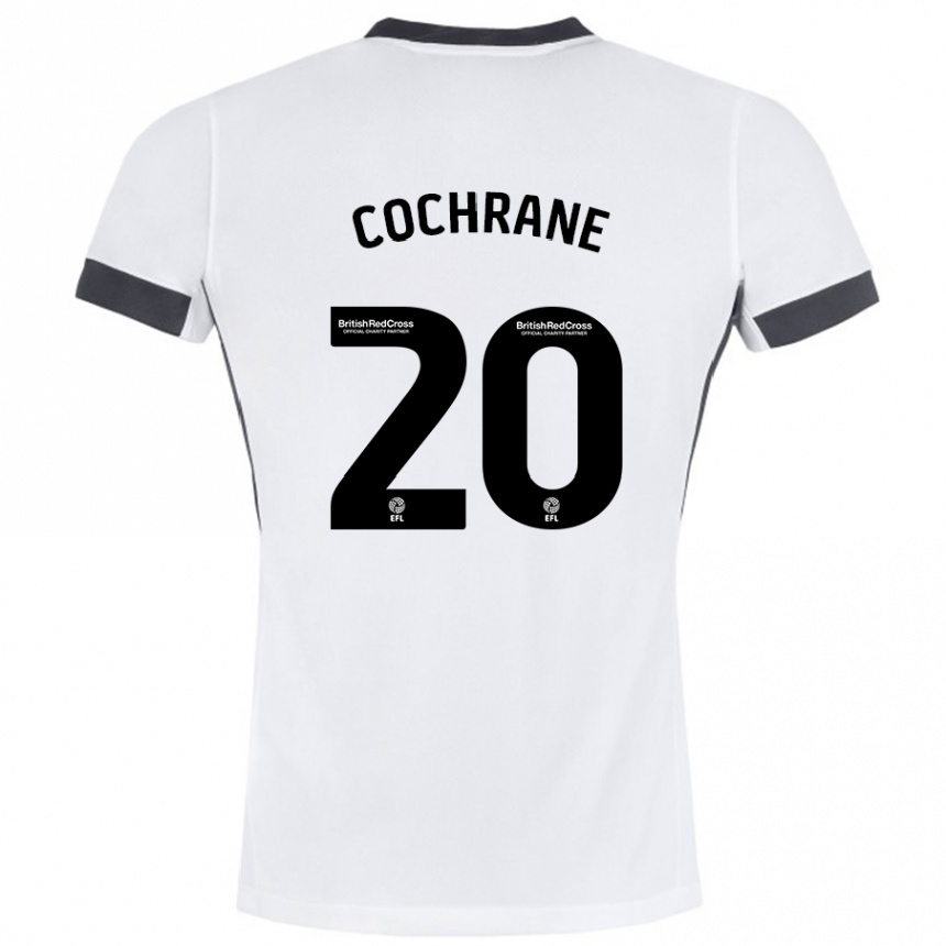 Kinder Fußball Alex Cochrane #20 Weiß Schwarz Auswärtstrikot Trikot 2024/25 T-Shirt Luxemburg