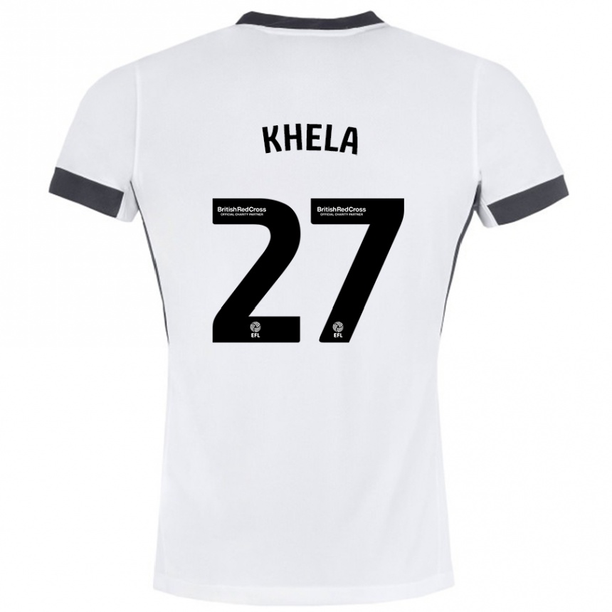 Kinder Fußball Brandon Khela #27 Weiß Schwarz Auswärtstrikot Trikot 2024/25 T-Shirt Luxemburg