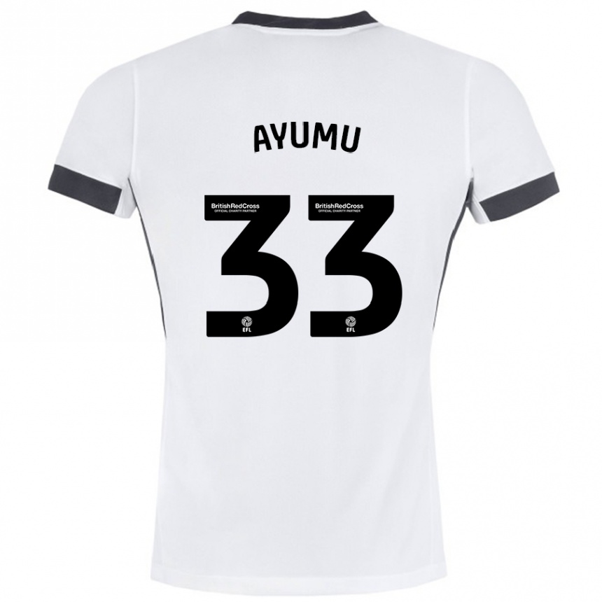 Kinder Fußball Ayumu Yokoyama #33 Weiß Schwarz Auswärtstrikot Trikot 2024/25 T-Shirt Luxemburg