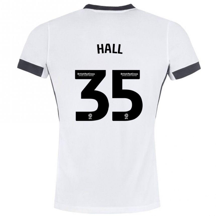 Kinder Fußball George Hall #35 Weiß Schwarz Auswärtstrikot Trikot 2024/25 T-Shirt Luxemburg