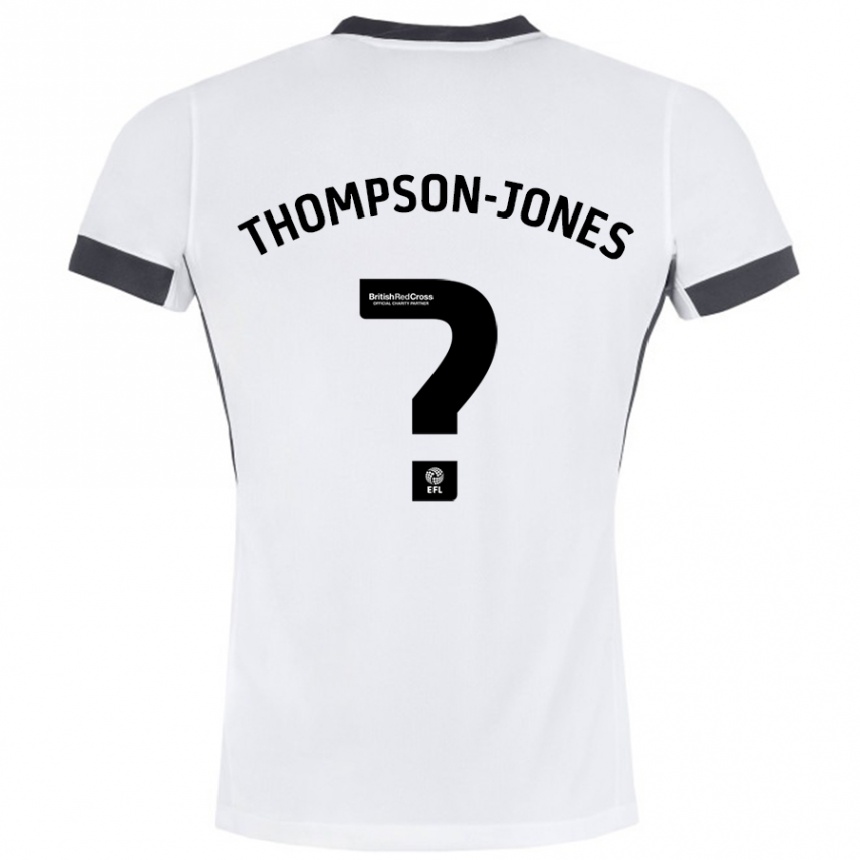 Kinder Fußball Riquelme Thompson-Jones #0 Weiß Schwarz Auswärtstrikot Trikot 2024/25 T-Shirt Luxemburg