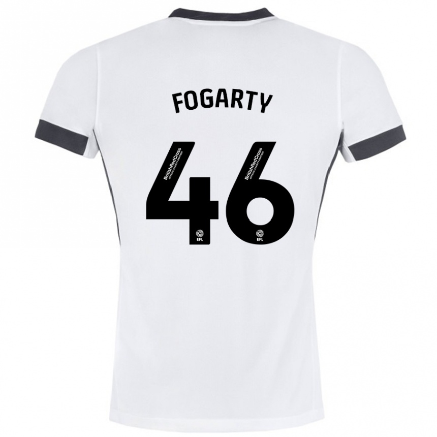 Kinder Fußball Tom Fogarty #46 Weiß Schwarz Auswärtstrikot Trikot 2024/25 T-Shirt Luxemburg