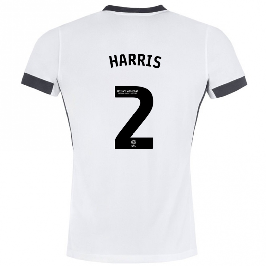 Kinder Fußball Martha Harris #2 Weiß Schwarz Auswärtstrikot Trikot 2024/25 T-Shirt Luxemburg