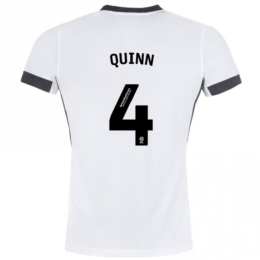 Kinder Fußball Louise Catherine Quinn #4 Weiß Schwarz Auswärtstrikot Trikot 2024/25 T-Shirt Luxemburg