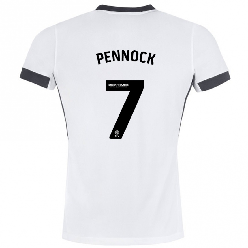 Kinder Fußball Jade Pennock #7 Weiß Schwarz Auswärtstrikot Trikot 2024/25 T-Shirt Luxemburg