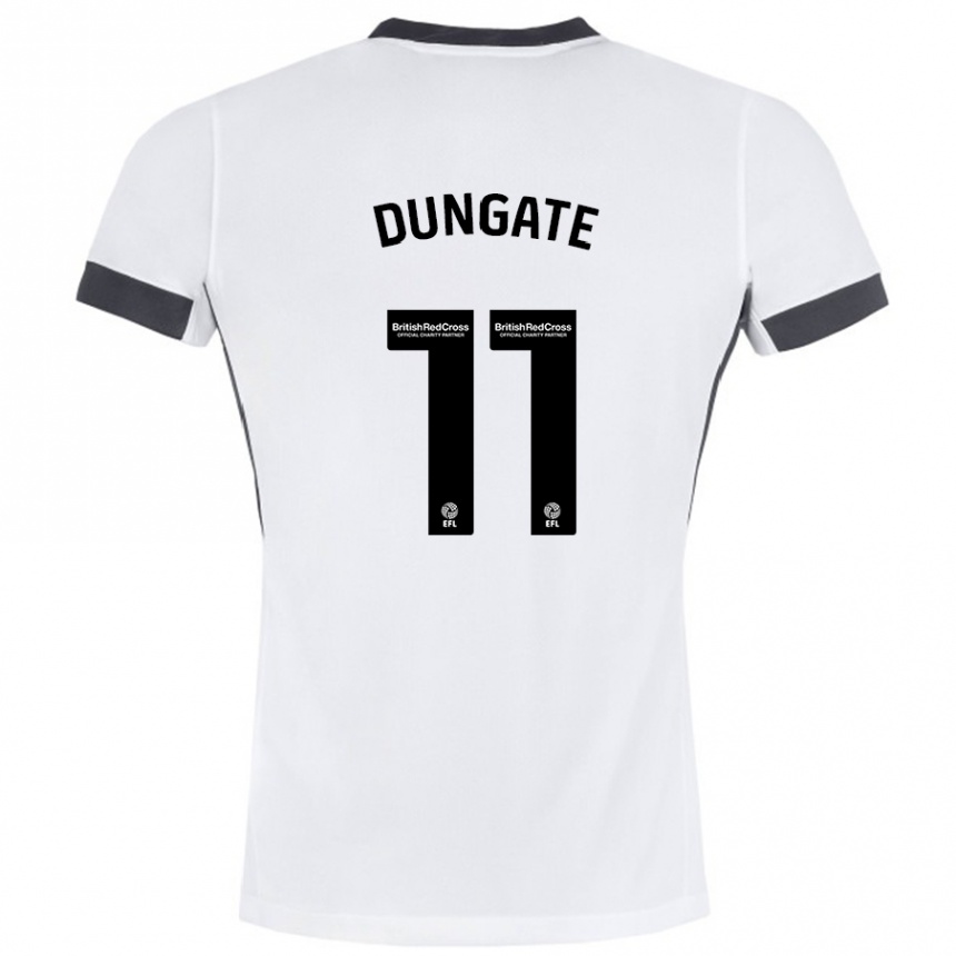 Kinder Fußball Katie Dungate #11 Weiß Schwarz Auswärtstrikot Trikot 2024/25 T-Shirt Luxemburg