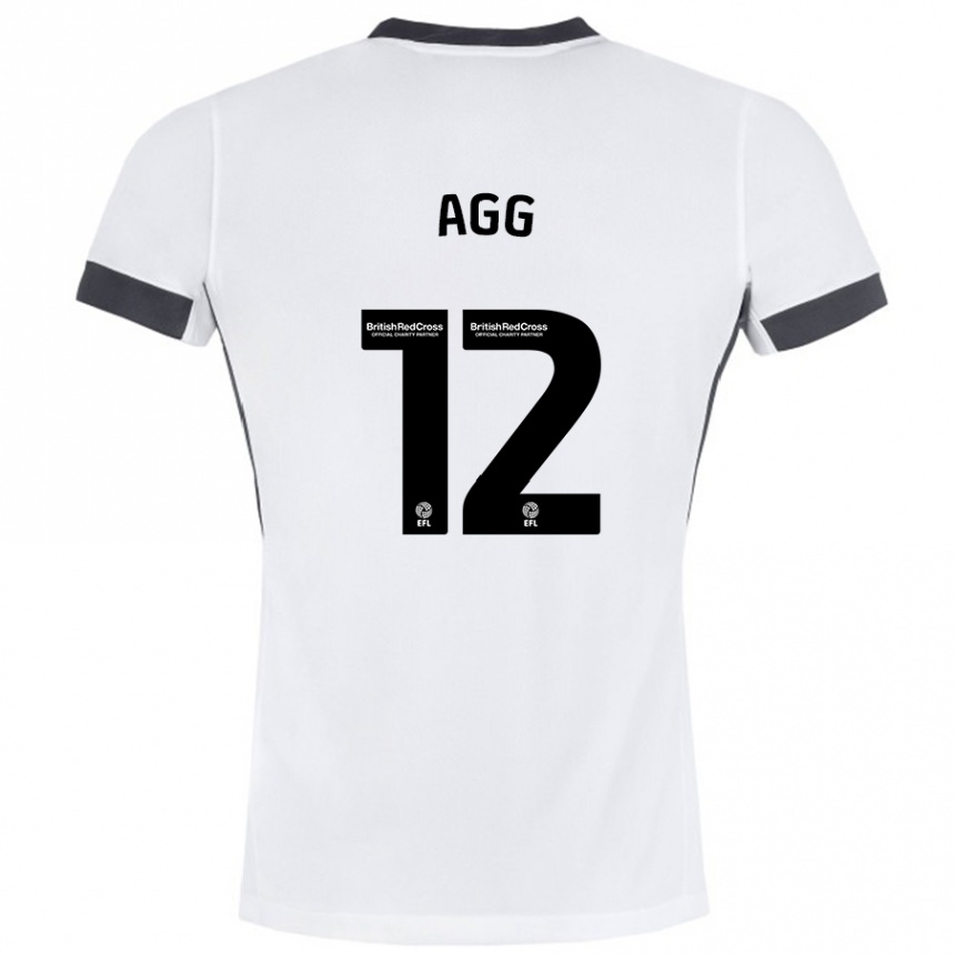 Kinder Fußball Lily Agg #12 Weiß Schwarz Auswärtstrikot Trikot 2024/25 T-Shirt Luxemburg