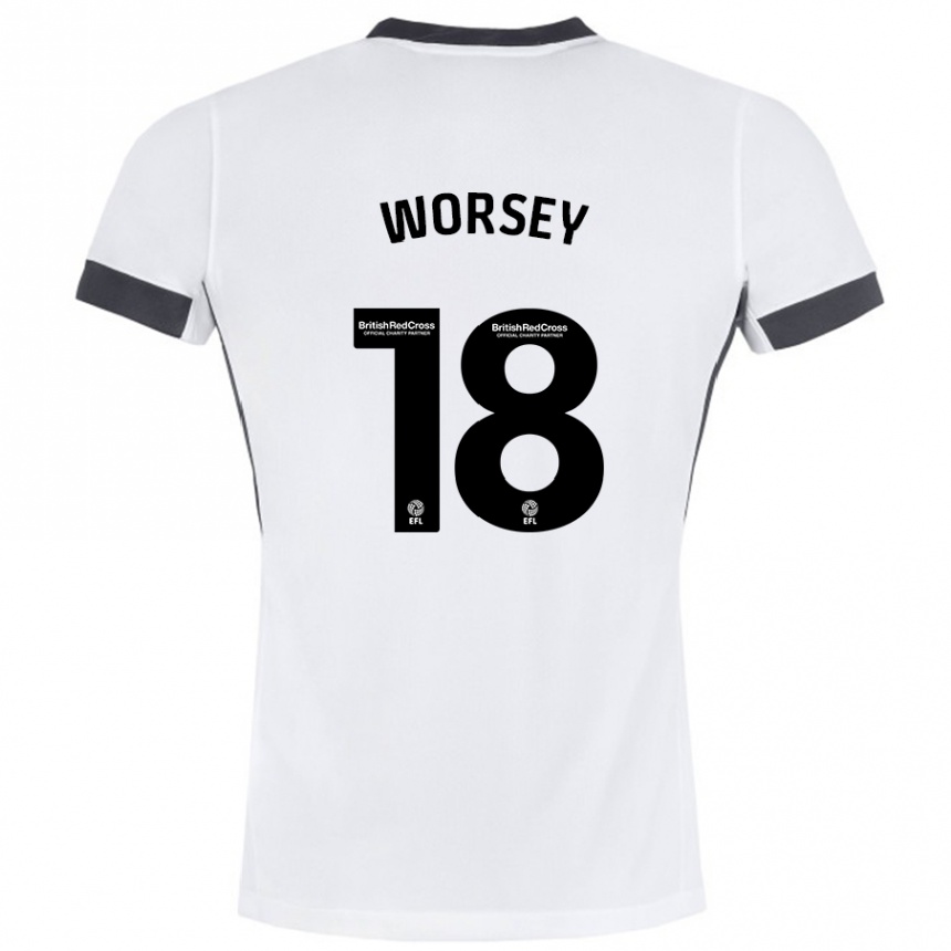 Kinder Fußball Louanne Worsey #18 Weiß Schwarz Auswärtstrikot Trikot 2024/25 T-Shirt Luxemburg