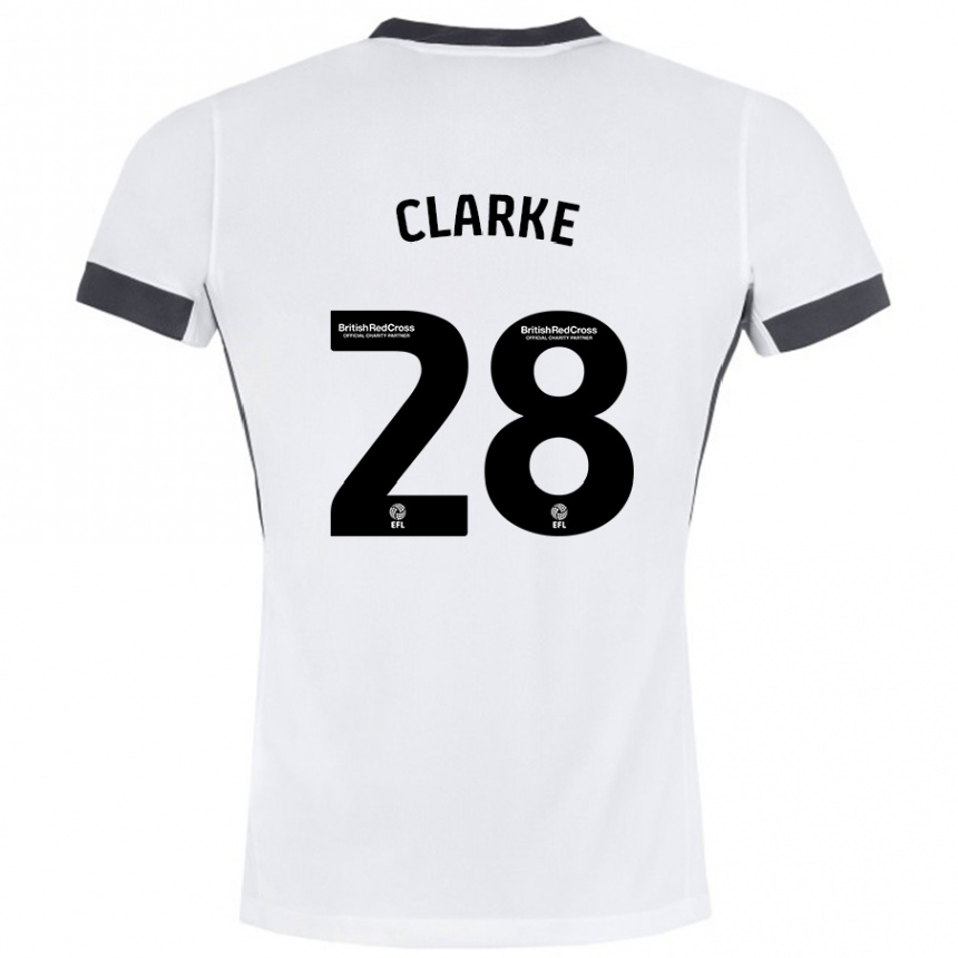 Kinder Fußball Charlotte Clarke #28 Weiß Schwarz Auswärtstrikot Trikot 2024/25 T-Shirt Luxemburg