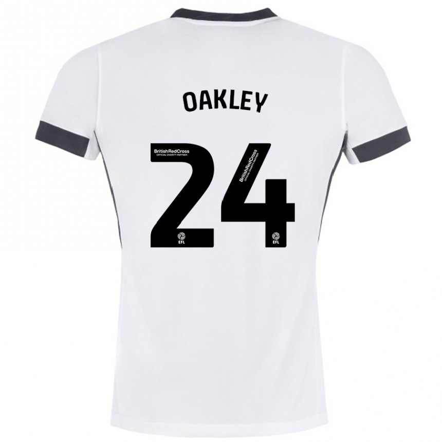 Kinder Fußball Marcel Oakley #24 Weiß Schwarz Auswärtstrikot Trikot 2024/25 T-Shirt Luxemburg