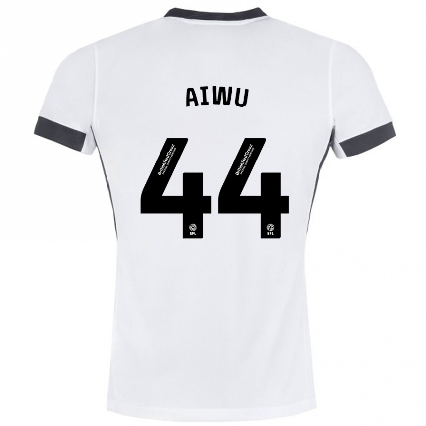 Kinder Fußball Emanuel Aiwu #44 Weiß Schwarz Auswärtstrikot Trikot 2024/25 T-Shirt Luxemburg