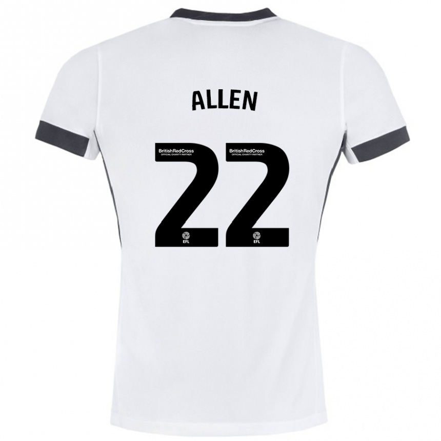 Kinder Fußball Remi Allen #22 Weiß Schwarz Auswärtstrikot Trikot 2024/25 T-Shirt Luxemburg