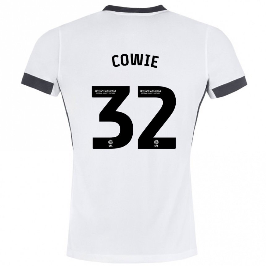 Kinder Fußball Abbie Cowie #32 Weiß Schwarz Auswärtstrikot Trikot 2024/25 T-Shirt Luxemburg