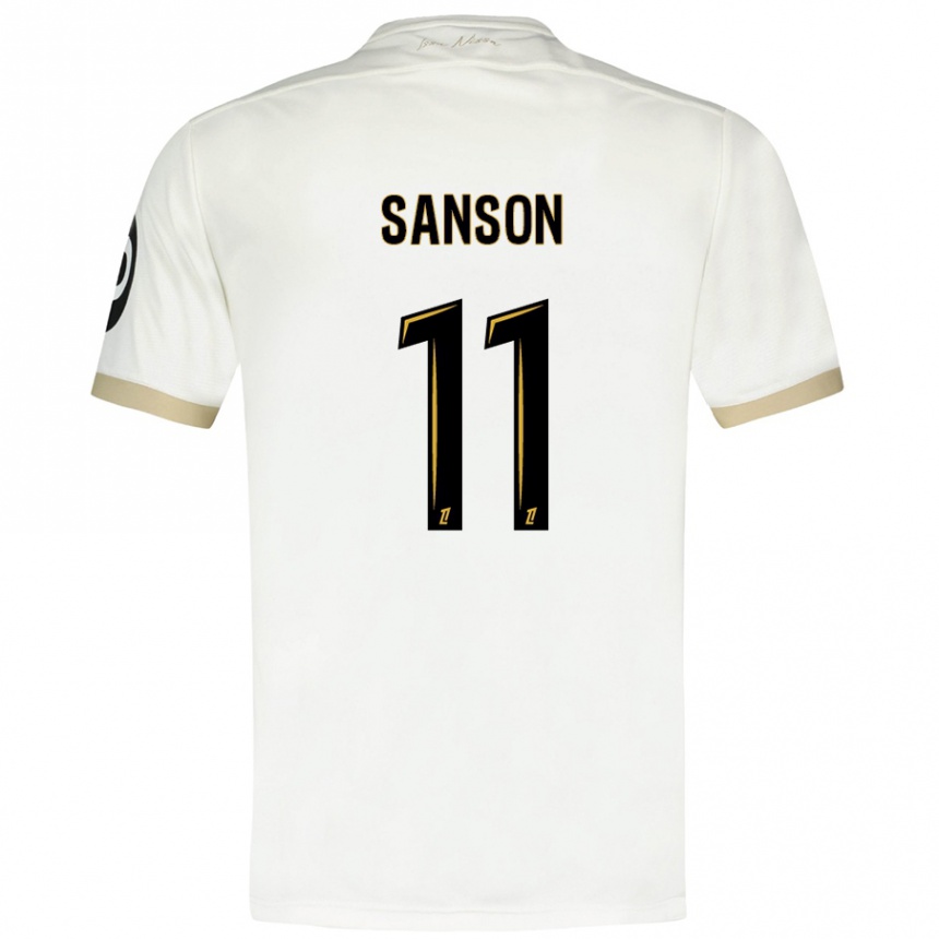 Kinder Fußball Morgan Sanson #11 Weißgold Auswärtstrikot Trikot 2024/25 T-Shirt Luxemburg